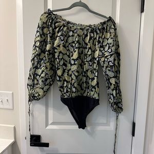 Free people paisley patterned body suit. Worn once. XS